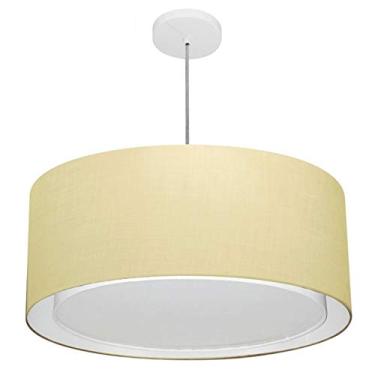 Imagem de Lustre Pendente Cilíndrico Duplo Cúpula Tecido 30/60x50 cm, Vivare Iluminação, Pendente4291 LA, Algodão Cru, Grande