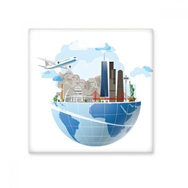Imagem de Adesivo brilhante de azulejo de cerâmica Travel Journey America Mount Plane