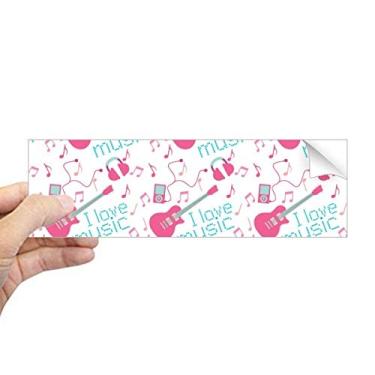 Imagem de DIYthinker Adesivo retangular com estampa de música de guitarra rosa azul para notebook decalque de janela