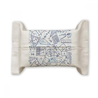 Imagem de Régua de matemática pintada à mão azul com ilustração de calculadora de papel para lenços faciais, bolsa de linho de algodão