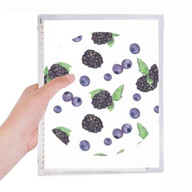Imagem de Caderno com estampa de ilustração em aquarela de blueberry com folhas soltas diário recarregável