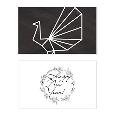 Imagem de Abstrato Origami Pavão Forma Geométrica Ano Novo Cartão de felicitações Mensagem Abençoada Presente