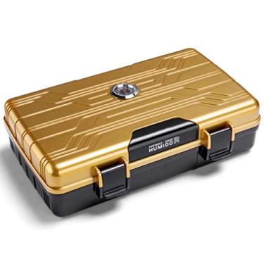 Imagem de Caixa de umidificador portátil para charutos à prova d'água, caixa de liga umidificador à prova de poeira, suporte leve para charutos para 10 charutos – Ótimo presente para homens