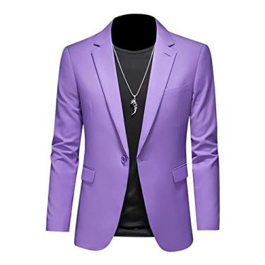 Imagem de Jaqueta Blazer Masculina, 1 Botões Slim Fit Casaco Esportivo Plus Size Ternos de Negócios para Jantar, Formatura, Festa, G, 5GG (200