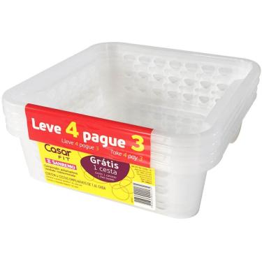 Imagem de Conjunto 4 Cestos Organizadores Empilhável Plástico 1,6l Sanremo