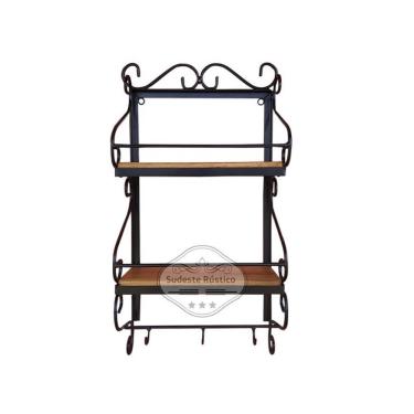Imagem de Prateleira Porta Tempero 2 Andares em Madeira de Demolição Sudeste Rústico