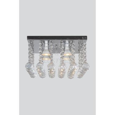 Imagem de Luminária Plafon De Cristal Com Base De Inox 30x30cm