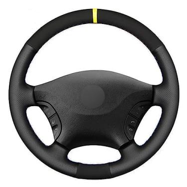 Imagem de QUNINE Steering Wheel Cover Black Genuine Leather Suede ，For Mercedes Benz W639 Viano Vito 2006-2015 Volkswagen Crafter 2006-2016