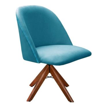 Imagem de Poltrona Gaia Cadeira Giratória Pé Madeira Decoração Moderna Recepção Escritório