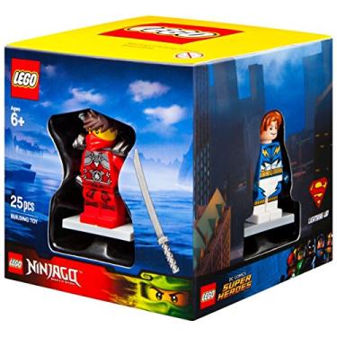 Imagem de LEGO Conjunto de 4 minifiguras em caixa de presente 2015 – temas de super-heróis, Chima, Ninjago e cidades