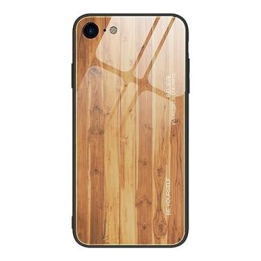 Imagem de Para iPhone SE 2020 Case Luxo Textura de Madeira Vidro Temperado Capa Traseira para iPhone 11 Pro Max XS X XR 7 8 Plus 6 6s 12,T3,Para iPhone 7 Plus