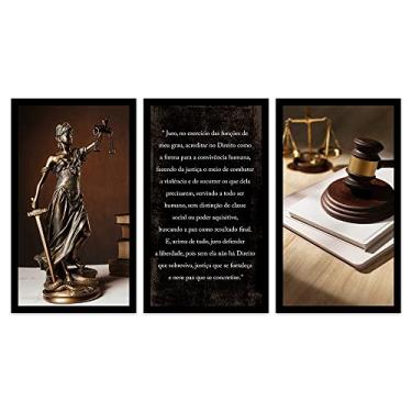 Imagem de Kit 3 Quadros Decorativos Grandes com MOLDURA Juramento Direito Justiça Profissão