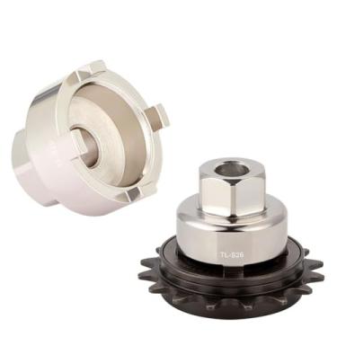 Imagem de Elvaesther Ferramenta de remoção de roda livre de velocidade única para bicicleta 16T 17T 18T 18T BMX engrenagem fixa bicicleta aço montagem chave de luva de reparo - S26 prata