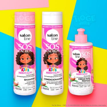 Imagem de Kit 3 SOS Cachos Kids Cabelos Ondulados, Cacheados e Crespos Infantil Shampoo + Condicionador + Creme Pentear