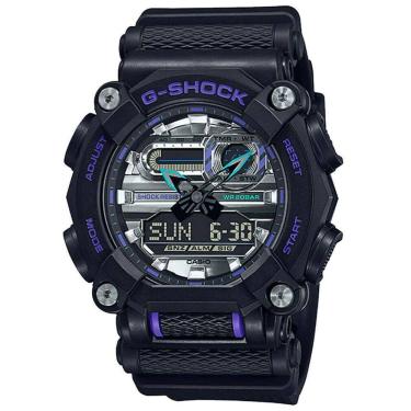 Imagem de Relógio CASIO G-SHOCK masculino preto roxo GA-900AS-1ADR
