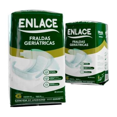 Imagem de Fralda Descartável Enlace Adulto Tamanho G - 8 Pacotes com 7 Fraldas - Total 56 Tiras