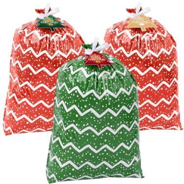 Imagem de Grandes sacos de , 3 sacos de Natal grandes de 111,7 x 91,4 cm, sacos de presente jumbo para grandes presentes de embrulho para crianças bicicleta sacolas de Natal, saco de presente de feriado de plástico abaixo de 10 dólares