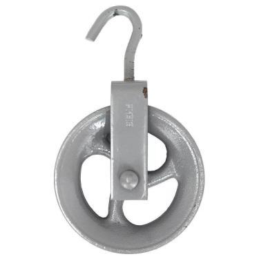 Imagem de Roldana Polia Poço Ferro Fundido Com Alça Gancho 10Cm Biehl