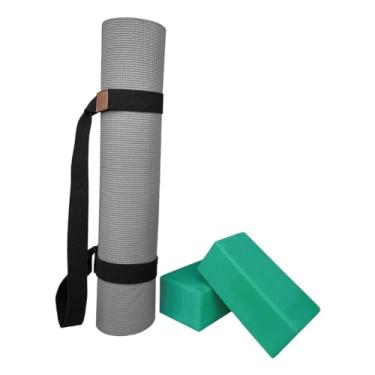 Imagem de Kit Yoga | Tapete Yoga Mat Pilates Exercícios Academia PVC 200x60cm + 2x Blocos de EVA + Alça de Transporte