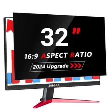 Imagem de ZOEGAA Tela de privacidade de computador de 32 polegadas para monitor widescreen 16:9, protetor de proteção ocular removível antiluz azul de 81 cm, filtro privado de segurança de desktop blackout,