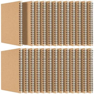 Imagem de HOZEON Pacote com 25 cadernos espirais A5 sem forro, livros de esboço em branco de 20 x 15 cm, cadernos de diário com capa Kraft, blocos de notas de 100 g/m² para escritório, escola, viagens, 60