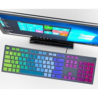 Imagem de Capa de teclado para teclado Dell KM636 sem fio/KB216 KB216p KB216d teclado com fio/Dell Optiplex 5250 3050 3240 5460 7450 7050, Dell Inspiron AIO 3475/3670/3477 All-in One Pele - arco-íris