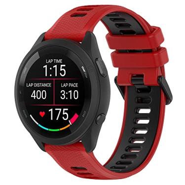 Imagem de Pulseira de substituição de silicone durável de liberação rápida de 18 mm para Garmin Forerunner 265S 255S, adequada para Garmin Vivoactive 4S/Vivomove 3S/Venu 2S (vermelho e preto)