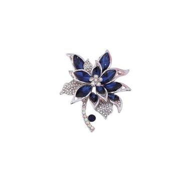 Imagem de Broche de cristal azul broche de flor de strass azul broche elegante para mulheres meninas joias de presente, Metal, Strass