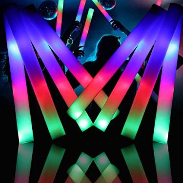 Imagem de Jiahz Glow Sticks Bulk, 110 PCS Foam Glow Sticks with 3 Modes Colorful Flashing, LED Light Stick Gift, Neon Party Supplies for Wedding, Raves, Concert, Party, Halloween Party Supplies
