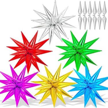 Imagem de 72 PCS Star Balloons, Big 26 Inch Star Cone Balloons Metallic, Colorful Starburst Balloons Foil, Rainbow Spike Balloons for Birthday, Back to School, Graduation, Anniversary Party Decoration