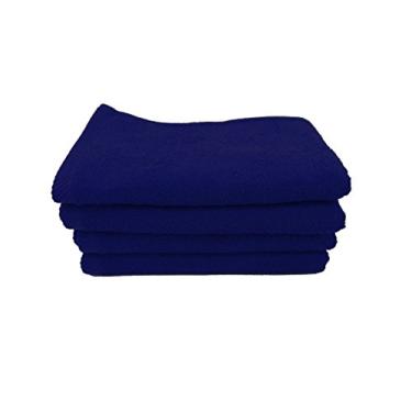 Imagem de BY LORA Toalha de ginástica e ioga de algodão felpudo super absorvente – toalha macia de secagem rápida para treino, exercícios e fitness – azul marinho, conjunto de 4