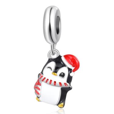 Imagem de MiWangLing Berloque de Natal Elfo Veado Gengibre Homem Pinguim Doce Doce Pingente para Pulseira Pandora Presente de Natal, esmalte, Base