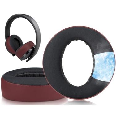 Imagem de SOULWIT Almofadas de Substituição para Sony New Gold Wireless Playstation PS4 (Versão 2018) Headset, Almofadas de Orelha com Espuma de Isolamento de Ruído - GR Borgonha