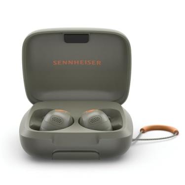 Imagem de Sennheiser Fones de ouvido esportivos Momentum com ajuste de som esportivo e ANC adaptável, ajuste seguro, vida útil da bateria 24 horas, rastreador de atividades para dados de desempenho corporal,