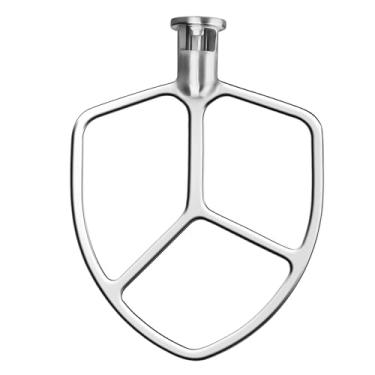 Imagem de Batedor plano de aço inoxidável 5-6QT para batedeira KitchenAid, acessórios de fixação de pá de auxílio de cozinha/sem revestimento/substituição segura para lava-louças para kitchenaid Professional 5