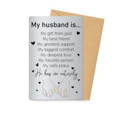 Imagem de SUPERDANT Carteira gravada para o marido inserção para carteira de aniversário cartões de aço presente para ele, ela, citações de amor, cartões de metal, mini notas de amor para marido, presentes