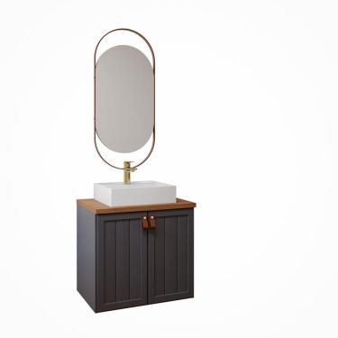 Imagem de Gabinete de Banheiro Alure  60 com espelho Lumini Titanium/Freijo - MGM