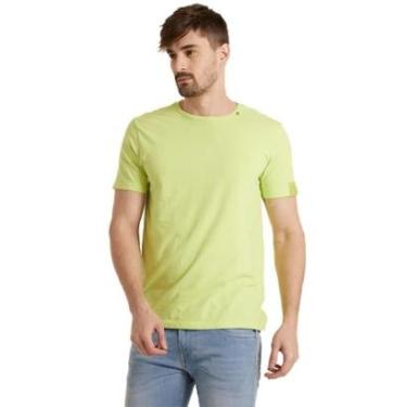 Imagem de Camiseta Replay Masculina Basic Embroidered Logo Verde Lima-Masculino