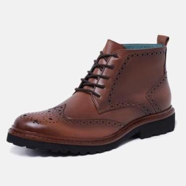 Imagem de Bota Masculina De Couro Solado Em EVA Ultraleve Confortável Resistente Elegante Dia a Dia Lecas-Masculino