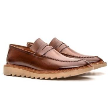 Imagem de Sapato Social Masculino Mocassim em Couro Conforto Loafer Tratorado Palermo Sofisticado...