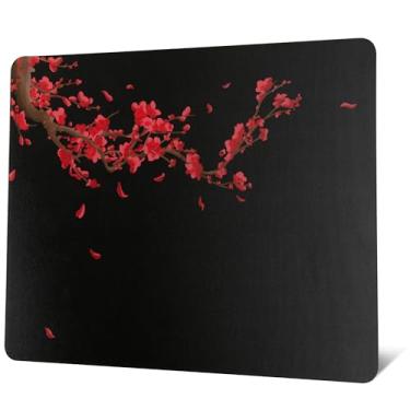 Imagem de Mouse pad de vidro para jogos, mouse pad rígido com flores de ameixa preta para jogos, tapete de mouse grande profissional 410 mm x 310 mm, superfície de vidro especial com precisão e velocidade
