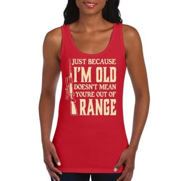 Imagem de Camiseta regata feminina Just Because I'm Old Doesn't Mean You are Out of Range 2nd Amendment Second Gun Rights Retired, Vermelho, P
