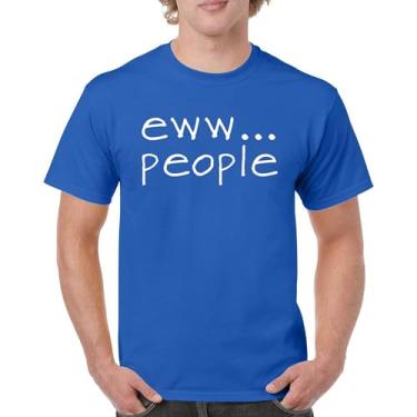 Imagem de Camiseta masculina Eww... People Funny Anti-Social Humor Humans Suck Introvert Anti Social Club Sarcastic Geek, Azul, M