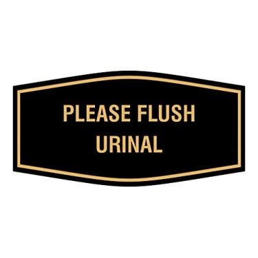 Imagem de Placa de mictório Fancy Please Flush (preto/dourado) - Pequeno