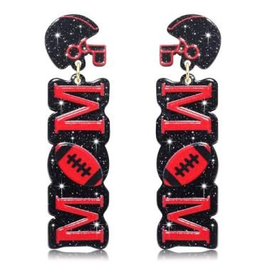 Imagem de Brincos de dia de jogo para mulheres, acessórios de futebol americano, capacete de futebol, brincos com pingente de gota, acessórios de festa, Zinco, Sem pedra preciosa