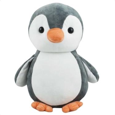 Imagem de Boneco Pinguim Cinza 32cm Infantil Decorativo Antialérgico Criança pelúcia infantil Presente para criança fofa Brinquedo antialérgico para dormir Pinguim infantil