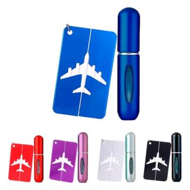 Imagem de Kit Viagem Etiqueta Tag Mala Mini Frasco Perfume Portátil (Azul)