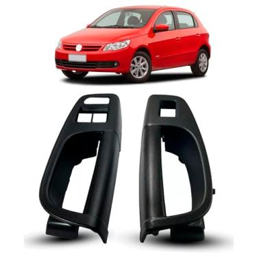 Imagem de Par Moldura do Botão do Vidro Puxador Descanso Apoio de Braço Interno de Porta Do Gol Voyage e Saveiro G5 Dianteiro 02 Peças Direito e Esquerdo Cor preta