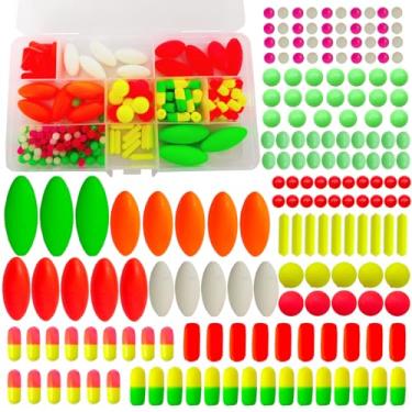Imagem de FREE FISHER Kit de 179 peças de boias e contas de pompano, flutuadores de espuma de pesca, contas luminosas de pesca para surfe, pesca, pompano, kit de acessórios para truta peixe-gato Walleye