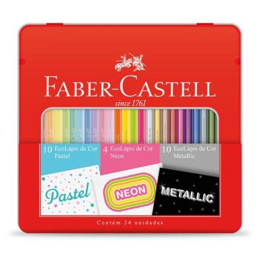 Imagem de Kit Lápis de Cor EcoLápis Pastel Neon Metallic 24 Cores Faber-Castell